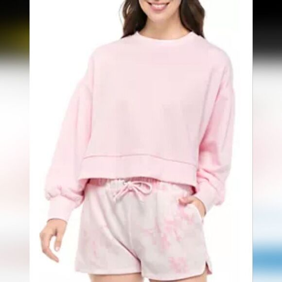 Cabana by Crown & Ivy Pink Hi Low Cropped Sweatshirt XL - Picture 1 of 7